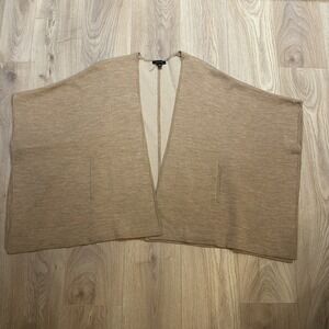 Ann Taylor Merino Wool Blend Open Sweater Wrap Poncho Women's XS/S Tan Color EUC